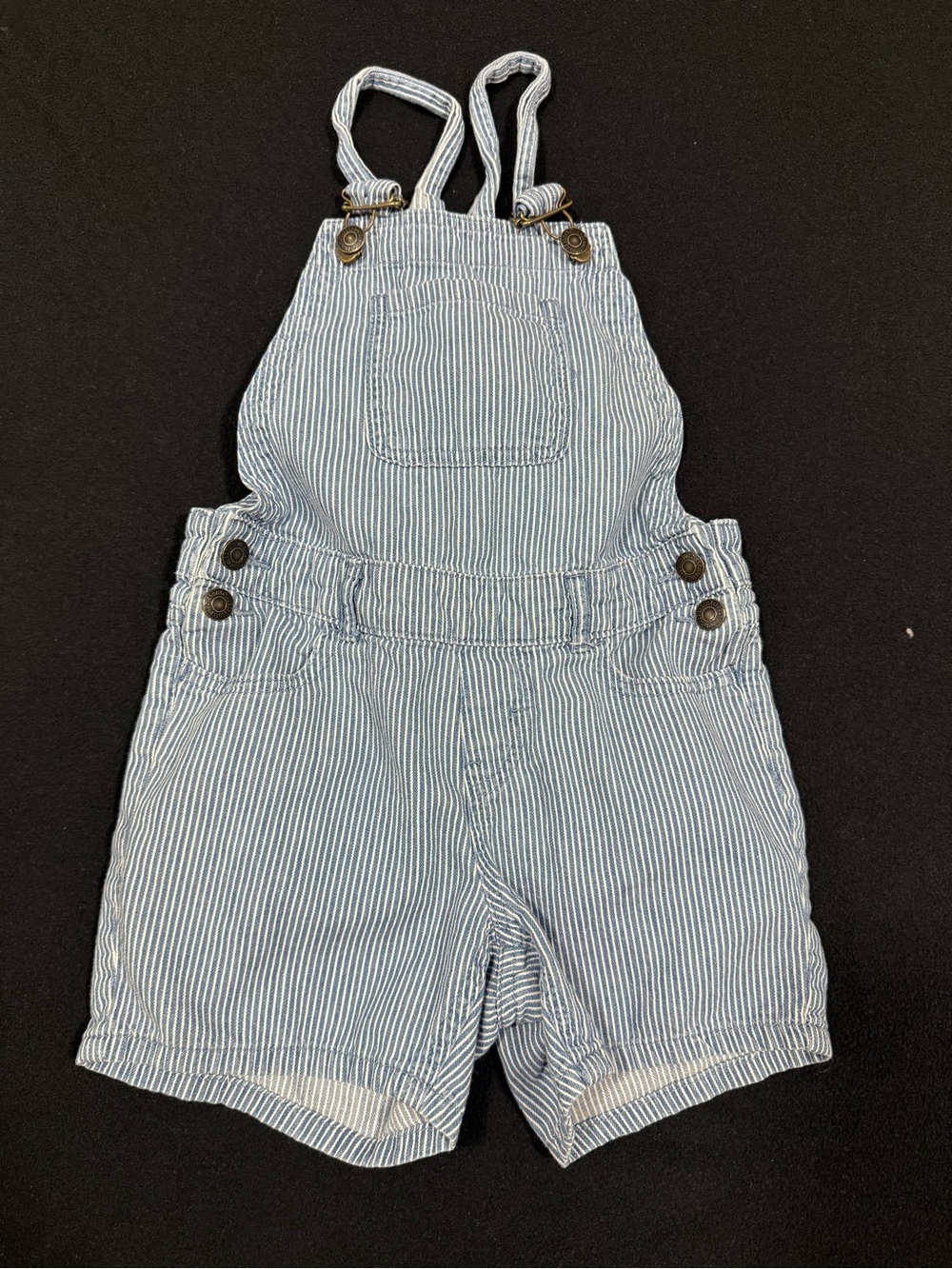 Thereabouts Blue Striped Short Overalls for Kids